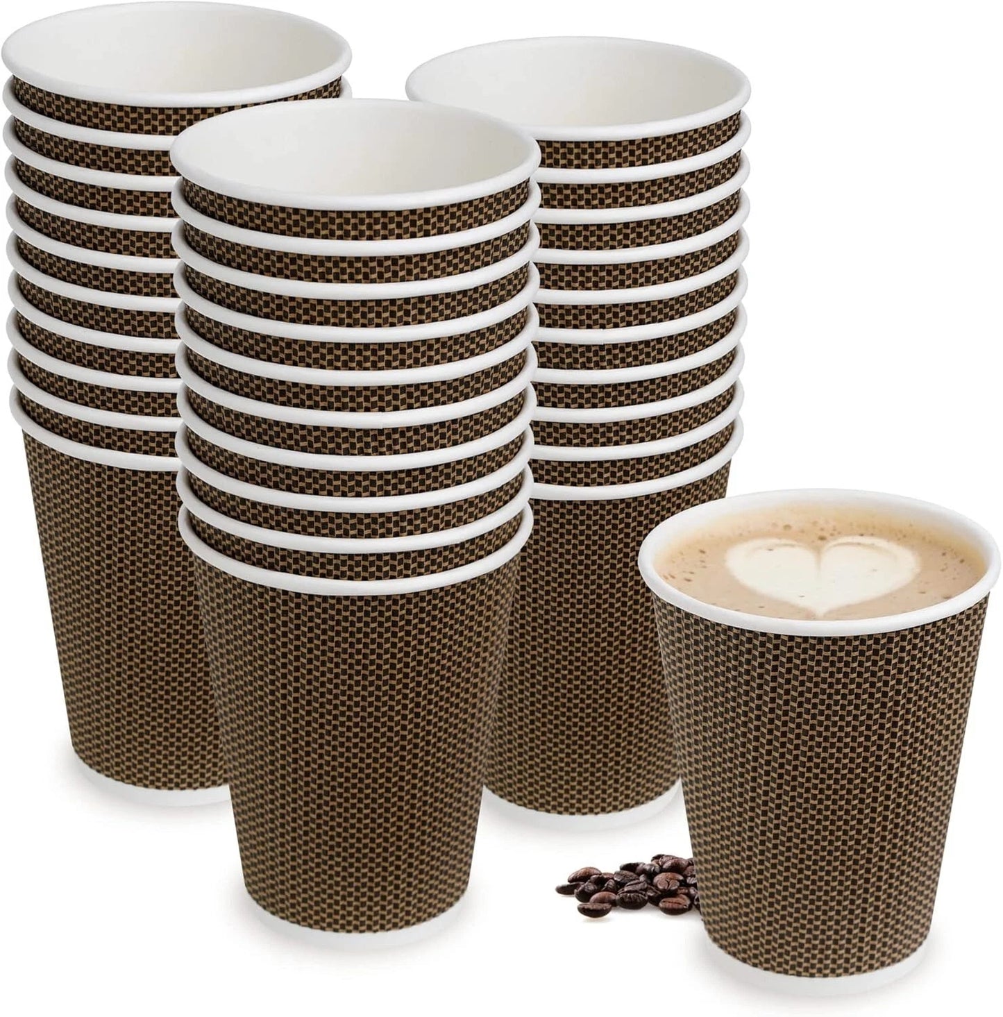 Gold Ripple Wall Disposable Brown Coffee Paper Cups 4oz & 8oz