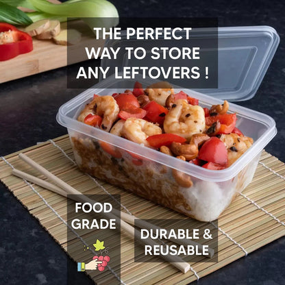 Food Storage Container with Lid Clear Reusable Plastic Meal Prep Takeaway Boxes