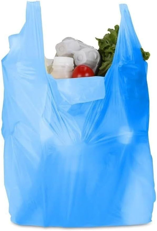 Vest Carrier Bags Biodegradable Blue Supermarket Plastic Carry Bags - Select Size
