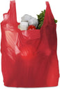 Vest Style Plastic Carrier Bags 12" x 18" x 22" Red Heavy Duty Carry Bag for Apparel Shopping Gift Boutique Groceries & Shopping