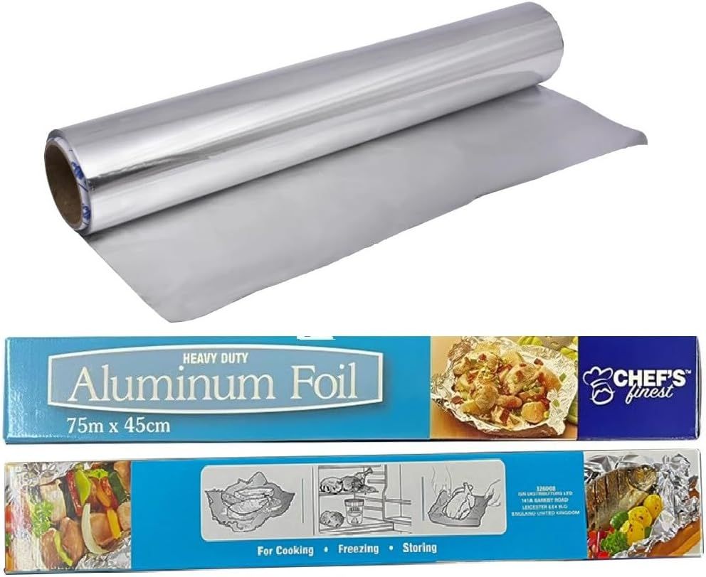 Aluminium Kitchen Catering Tin Foil Roll 300mm x 75m 12" for Hot Food Wrapping Baking Storing