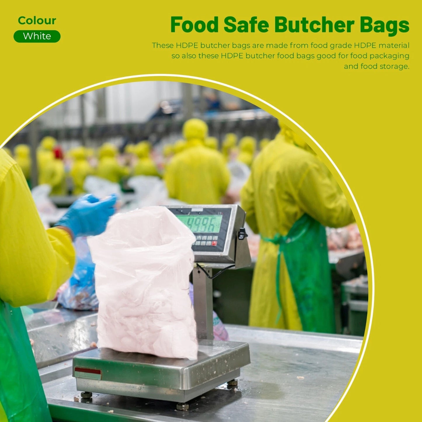 1000 x White HDPE Counter Bags for Meat Storage Freezing - All Sizes