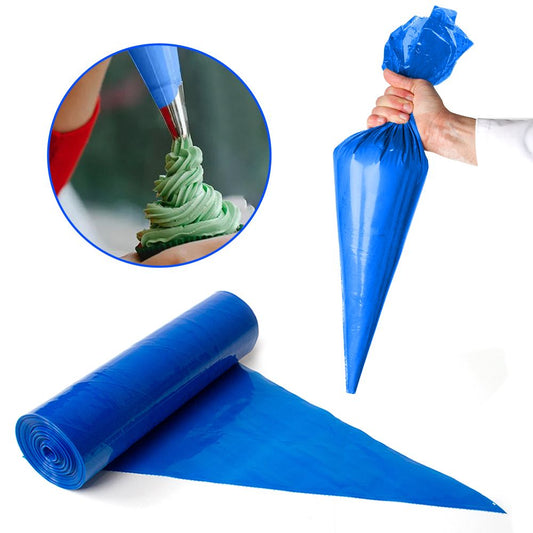 Blue Disposable Icing Bags 18" & 21" Plastic Savoy Piping Bags for Cake Pastry Decoration