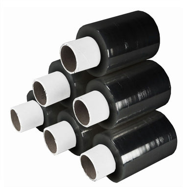 Black Mini Pallet Wrap without Dispenser Handy Stretch Shrink Cling Film - 100mm x 150m, 17mu