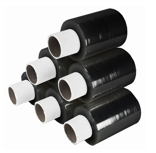 Black Mini Pallet Wrap without Dispenser Handy Stretch Shrink Cling Film - 100mm x 150m, 17mu
