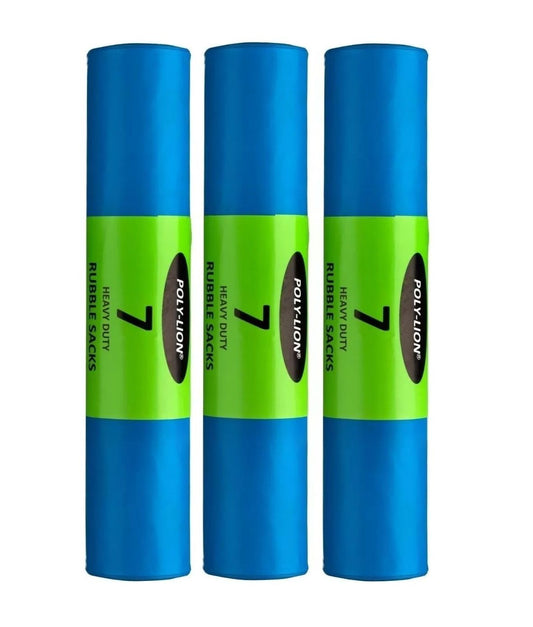 Heavy Duty Rubble Sacks Blue Builder Bags (7 Bags per Roll) - 20" x 30" 400Gauge - 20 to 25kg Capacity