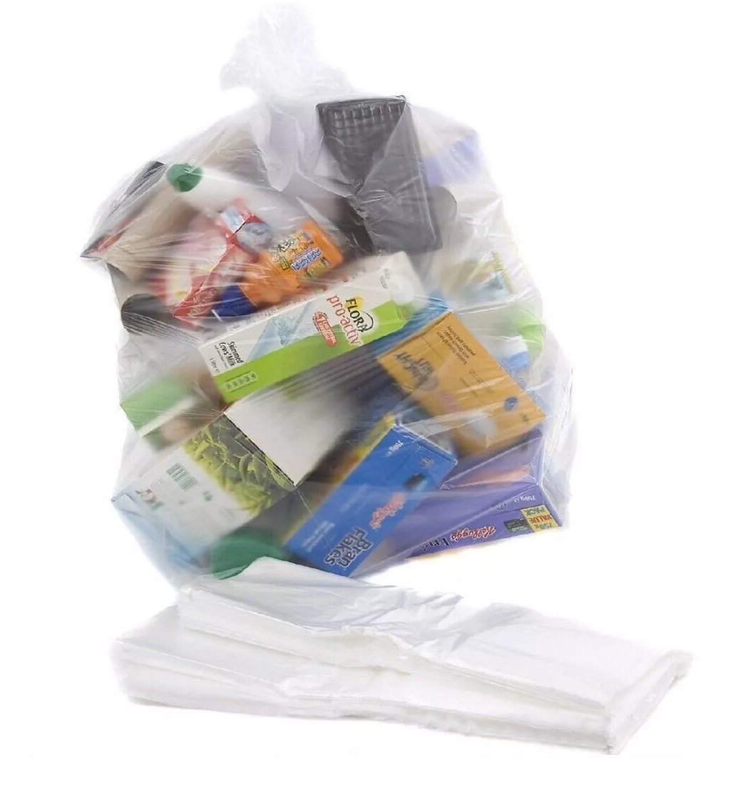Bin Liner Bags Clear Rubbish Bags Refuse Sacks - 18" x 29" x 39" 160Gauge Up to 90ltr Capacity