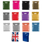 Colored Patch Handle Bags Reusable Plastic Carrier Bags for Supermarket - 15" x 18" x 3"