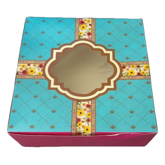 Window Cake Boxes Fold Flat Cardboard Cake Takeaway Box - 7" x 7" x 3"