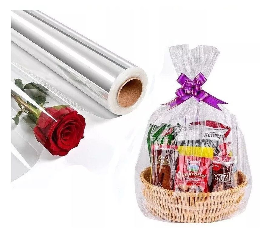 Clear Plastic Cellophane Wrapping Roll - 80cm x 100m