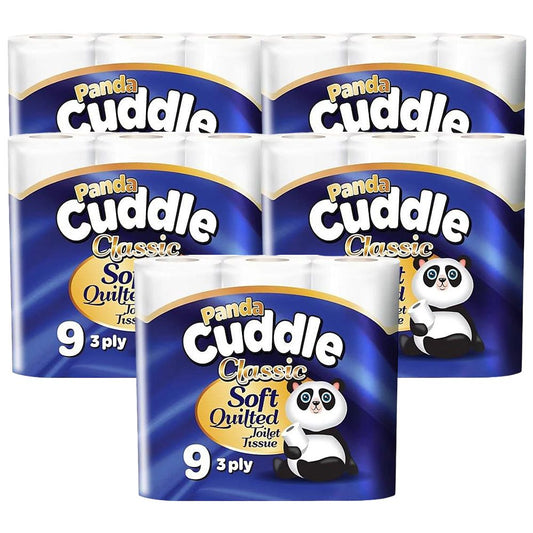 45 x Toilet Tissue Paper Roll Panda Cuddle Classic Soft Quilted 3 Ply 160 Sheets