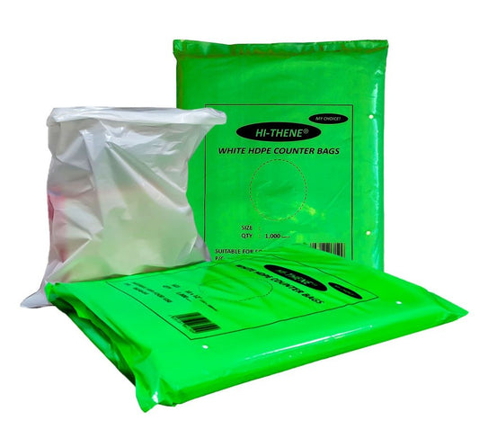 White HDPE Plastic Butcher Food Counter Bags - 12" x 18"