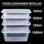 Reusable Plastic Food Storage Container with Lid - Select Size