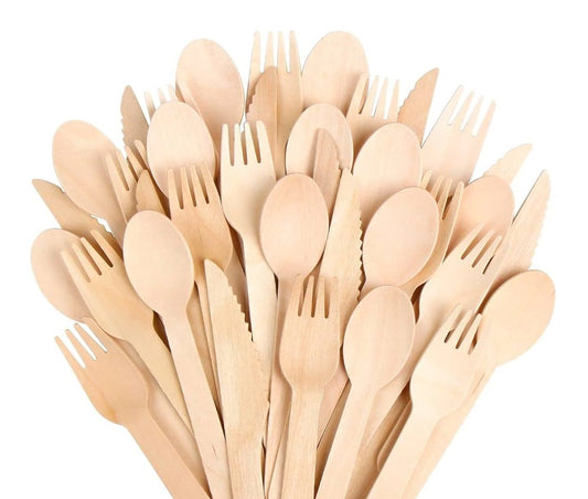 Wooden Cutlery Set Disposable Spoons Forks Knives for Parties Catering Weddings