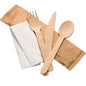 Tithe Wooden Cutlery Set of 4 1 Knife 1 Fork 1 Spoon 1 White Paper Napkin 2Ply