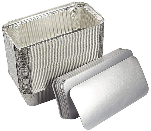 Aluminium Foil Container with Lids No.6a Tin Foil Food Takeaway Containers for Baking Roasting Cooking Food Storage Keep Food Fresh Long Time