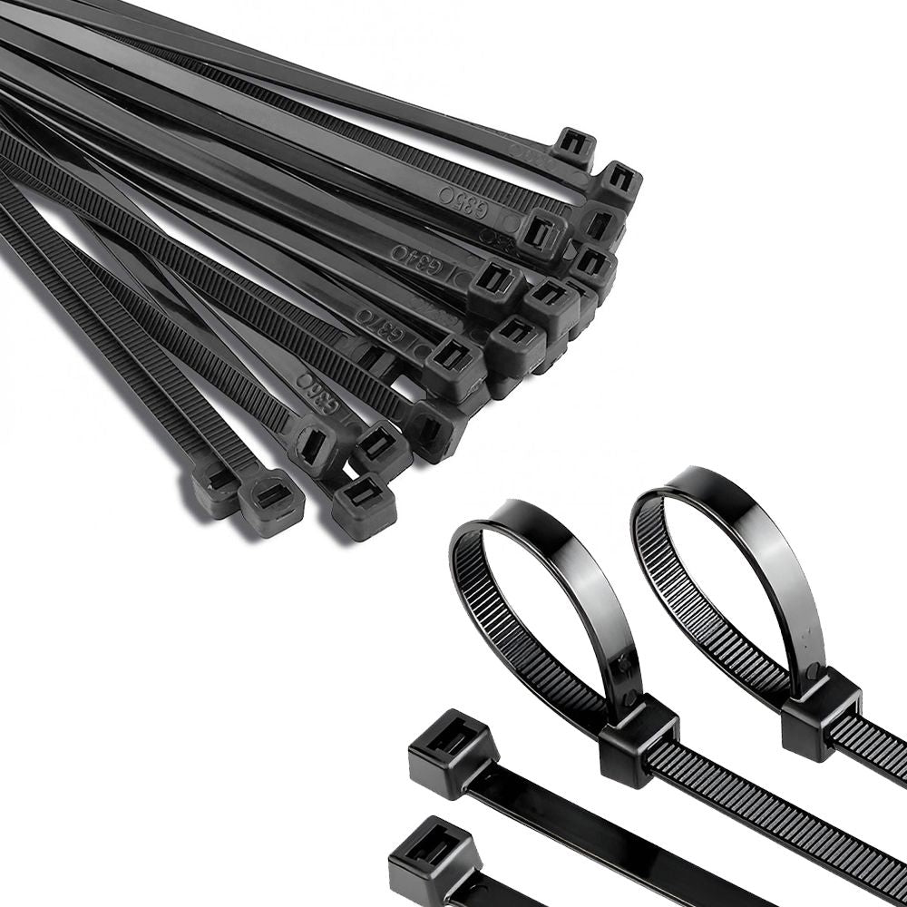 200 x Black Cable Tie Adjustable Heavy Duty Zip Ties - 250 x 4.6mm