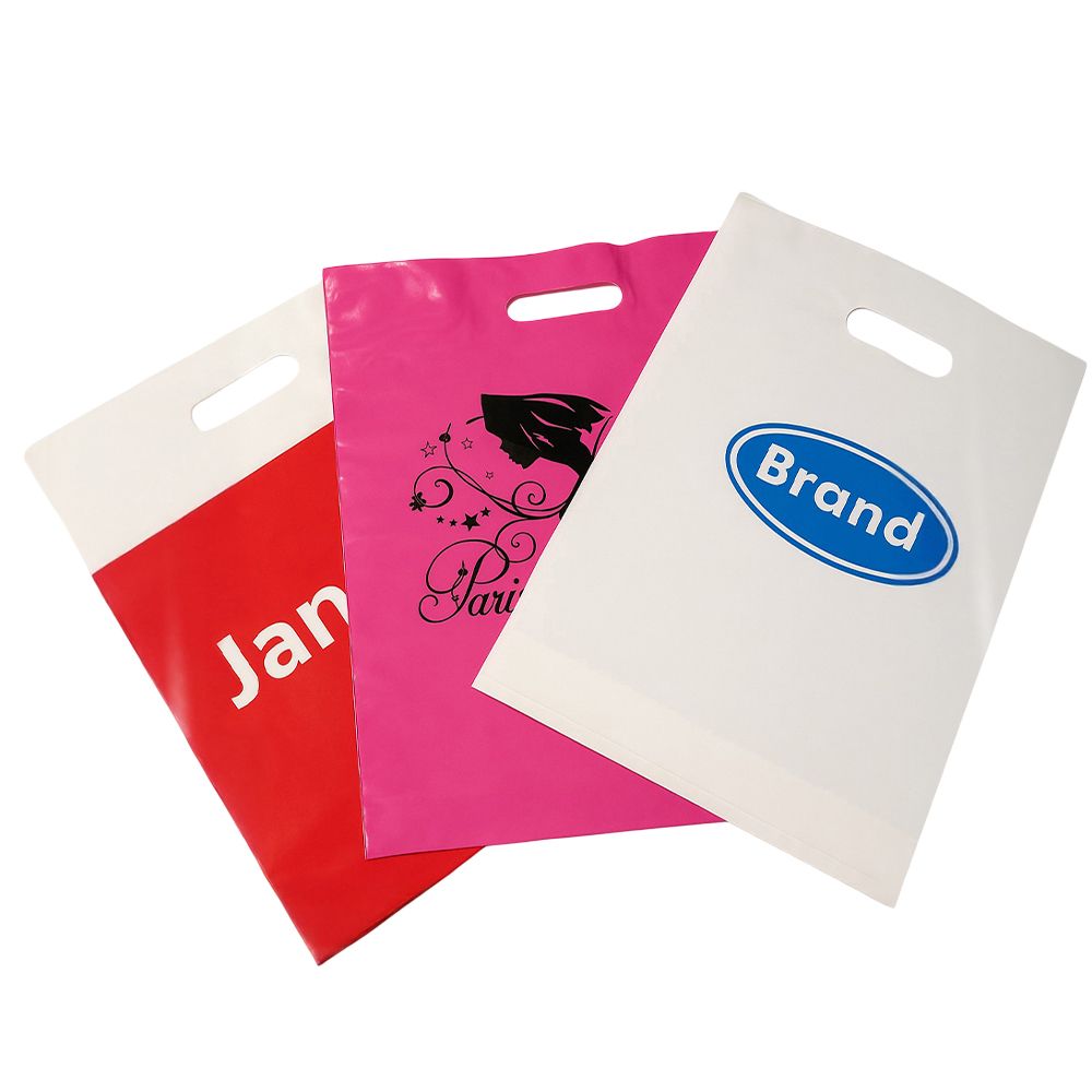 10kg Patch Handle Carrier Bags Die Cut Plastic Misprinted Carry Bag