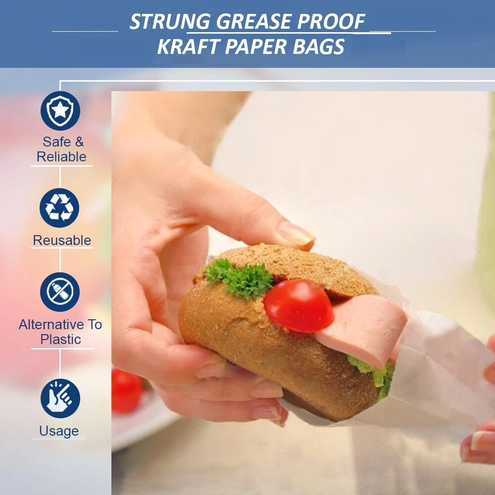 White Sulphite Strung Paper Food Bag for Sandwich Dessert Grocery Sandwich Sweet