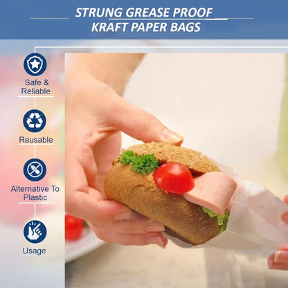 White Sulphite Strung Paper Food Bag for Sandwich Dessert Grocery Sandwich Sweet