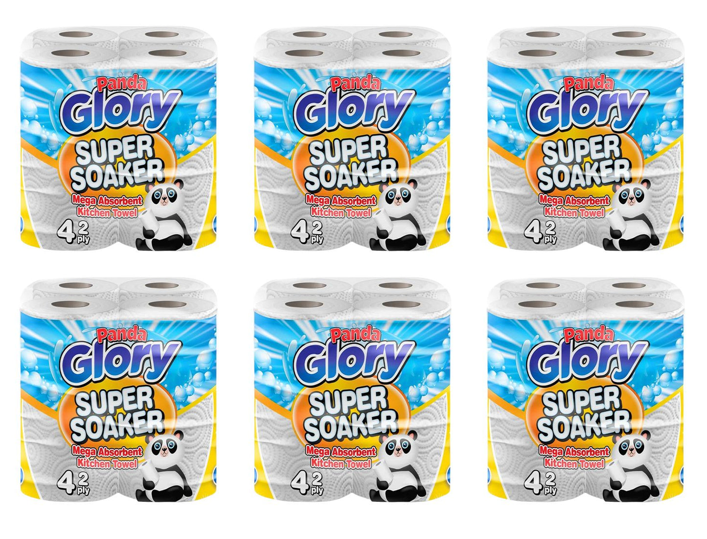 24 x Panda Glory Mega Roll Super Absorbent Kitchen Towel Roll 2Ply White Embossed Roll