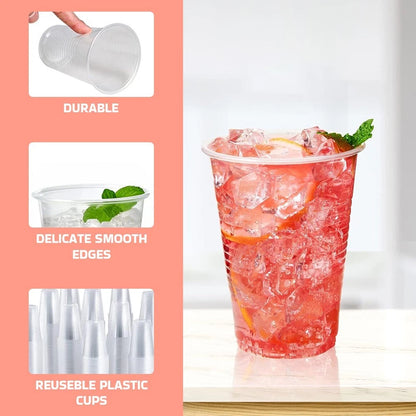Reusable Plastic Cups Clear Vending Water Drinking Parties Catering Weddings 7oz
