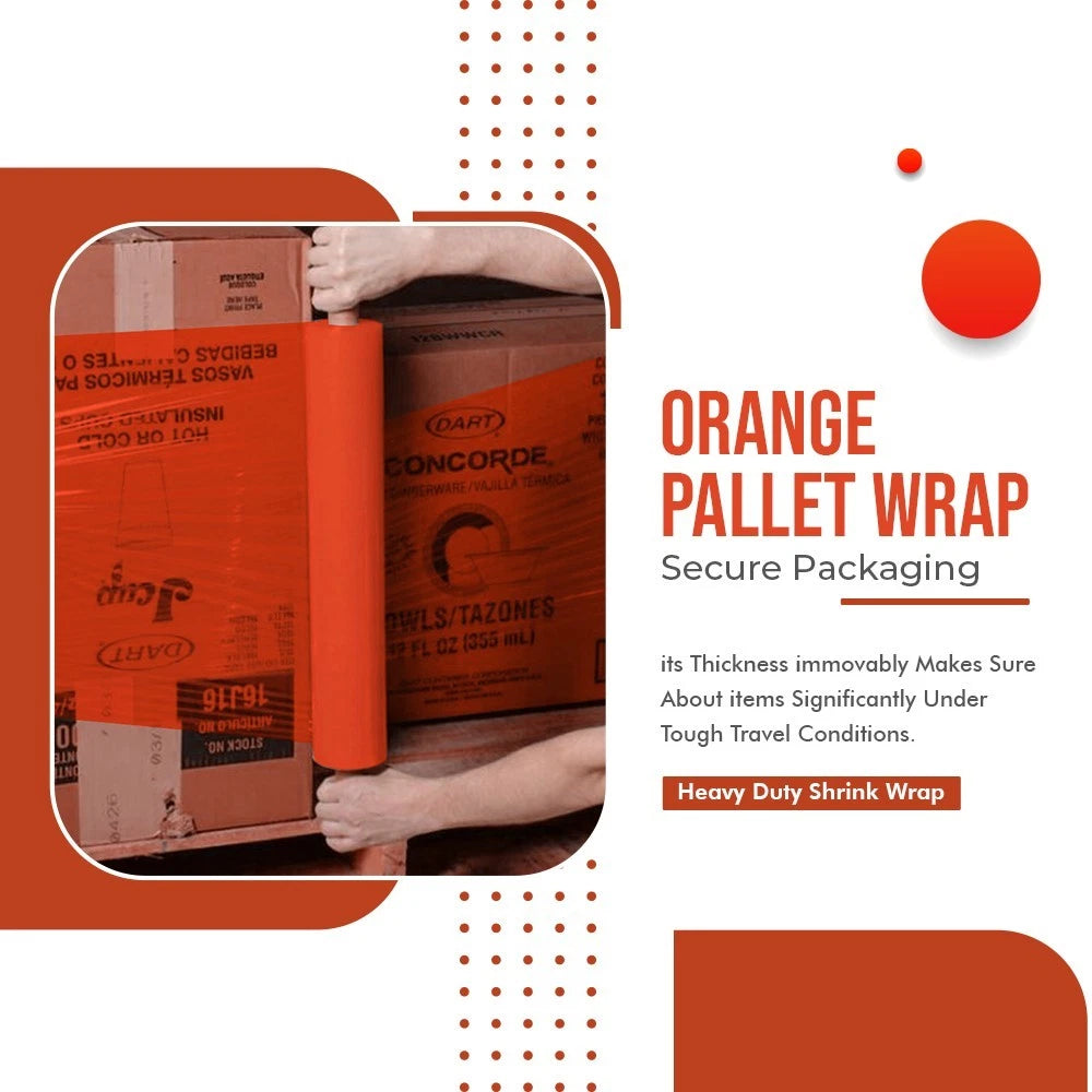 Pallet Wrap Shrink Extended Orange Cling Wrapping Film 400mm x 200m 25mu