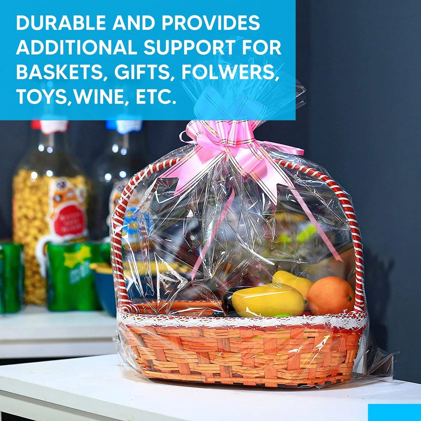 Clear Cellophane Wrap Roll Hamper Flower Decorating Wrapping Paper 80cm x 100m