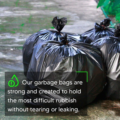 100 x Bin Liner Bags 18" x 29" x 39" 200Gauge (90ltr) Black Rubbish Waste Bags