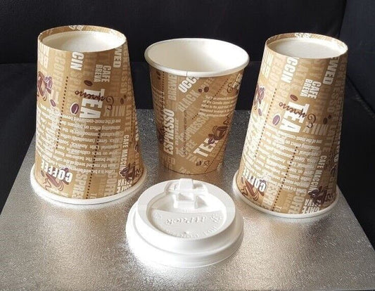 Paper Coffee Tea Cups Disposable Kraft Paper Cups for Hot & Cold Drinks