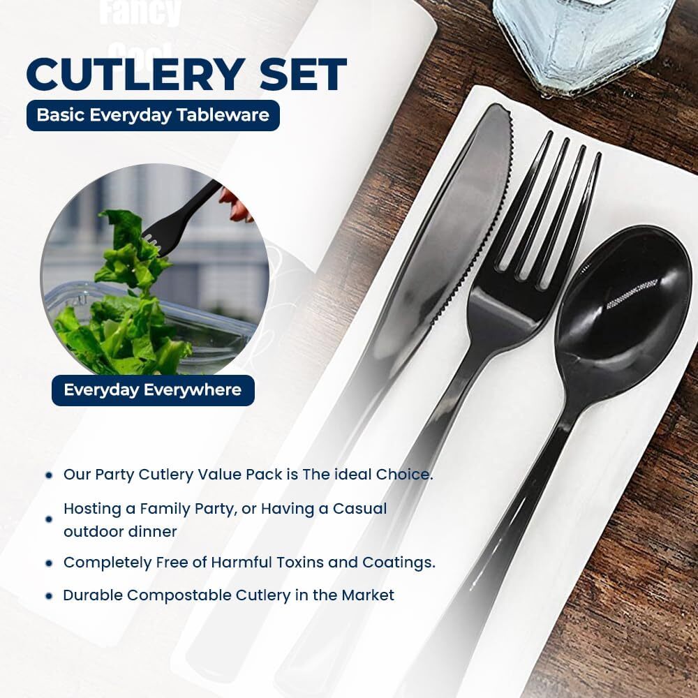 Reusable Spoons Forks Knives Plastic Cutlery Set Heavy Duty Catering Weddings