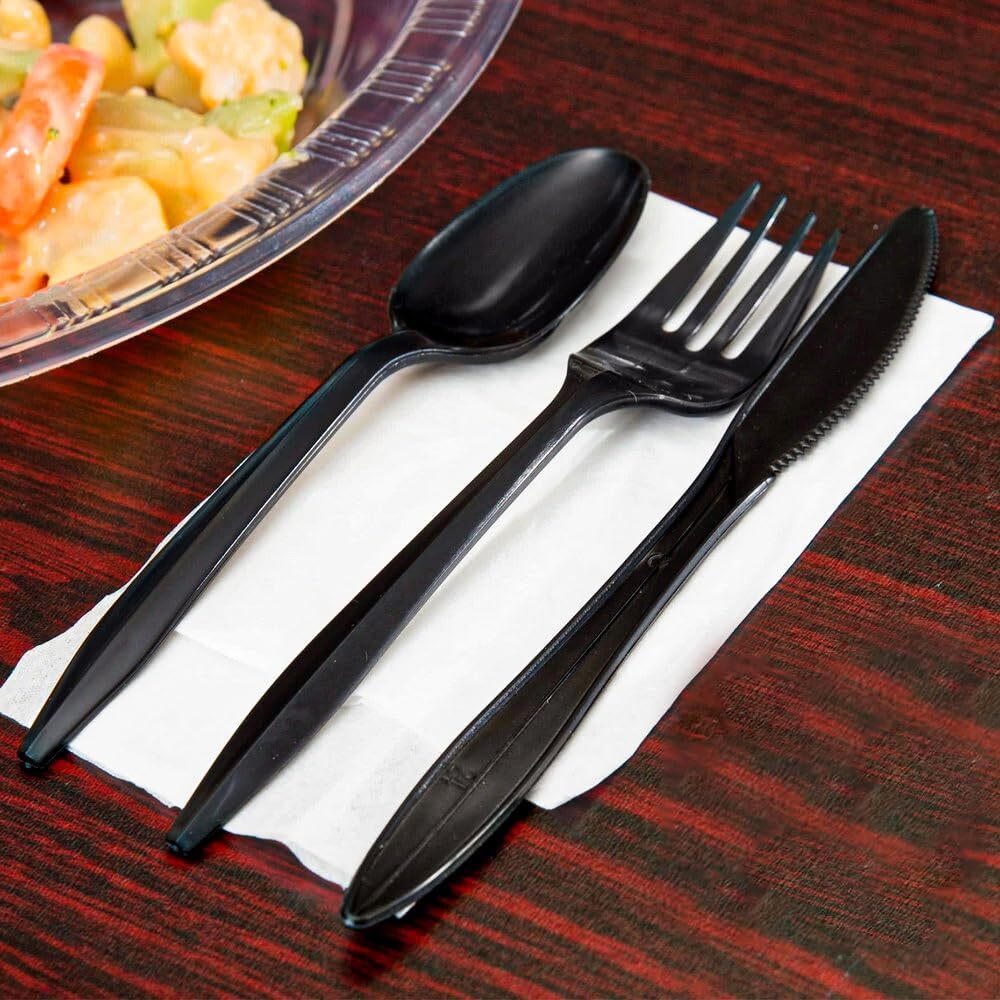 Reusable Spoons Forks Knives Plastic Cutlery Set Heavy Duty Catering Weddings