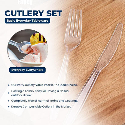 Reusable Spoons Forks Knives Plastic Cutlery Set Heavy Duty Catering Weddings