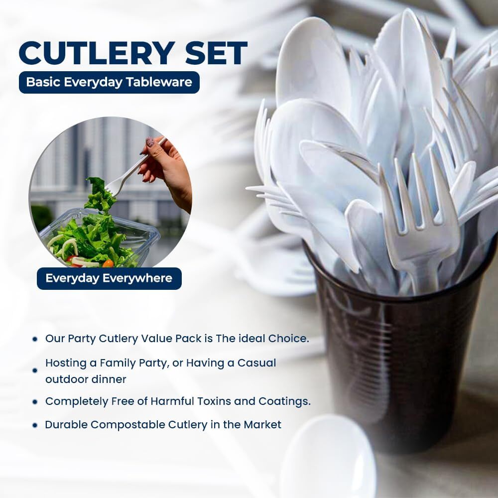 Reusable Spoons Forks Knives Plastic Cutlery Set Heavy Duty Catering Weddings