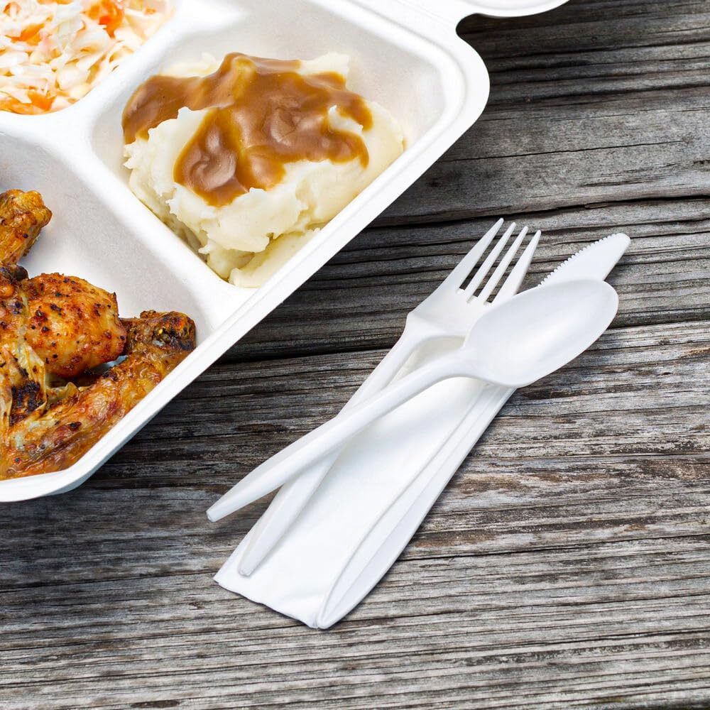Reusable Spoons Forks Knives Plastic Cutlery Set Heavy Duty Catering Weddings