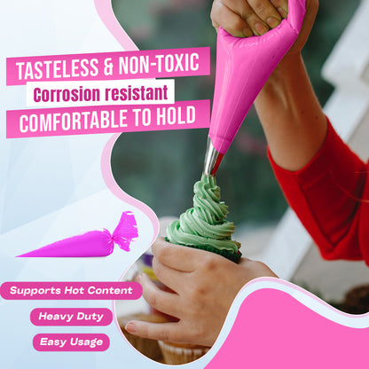 Icing Piping Bags Pink Sticky Disposable Cake Decoration Savoy Bag 21" (Large)