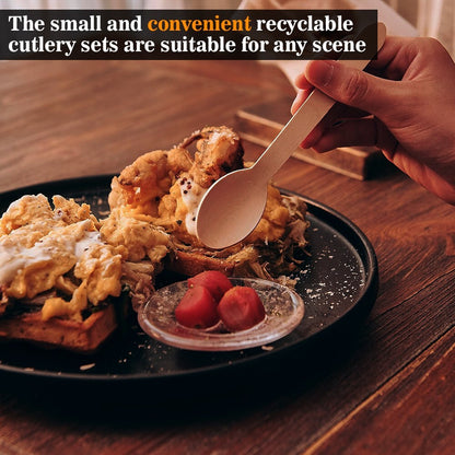 300 x Wooden Cutlery Set Disposable 100pcs Spoons 100pcs Knives 100pcs Forks