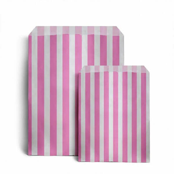 100 x Candy Paper Bags Striped Sweets Treats Parties Birthday Wedding 7" x 9"