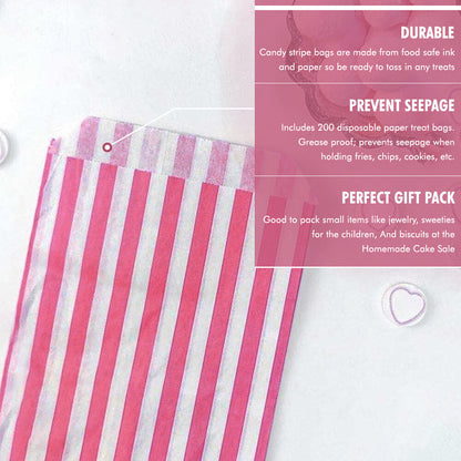 1000 x Candy Paper Bags Striped Sweets Treats Parties Birthday Wedding 7" x 9"