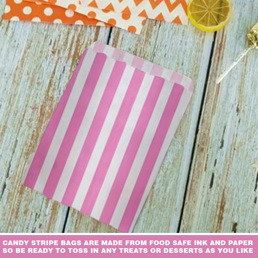 1000 x Candy Paper Bags Striped Sweets Treats Parties Birthday Wedding 5" x 7"