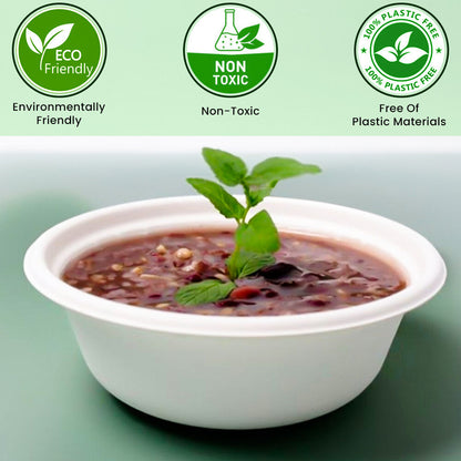 1000 x Bagasse Party Bowls 6oz & 12oz White Sugarcane Fiber Biodegradable Bowl