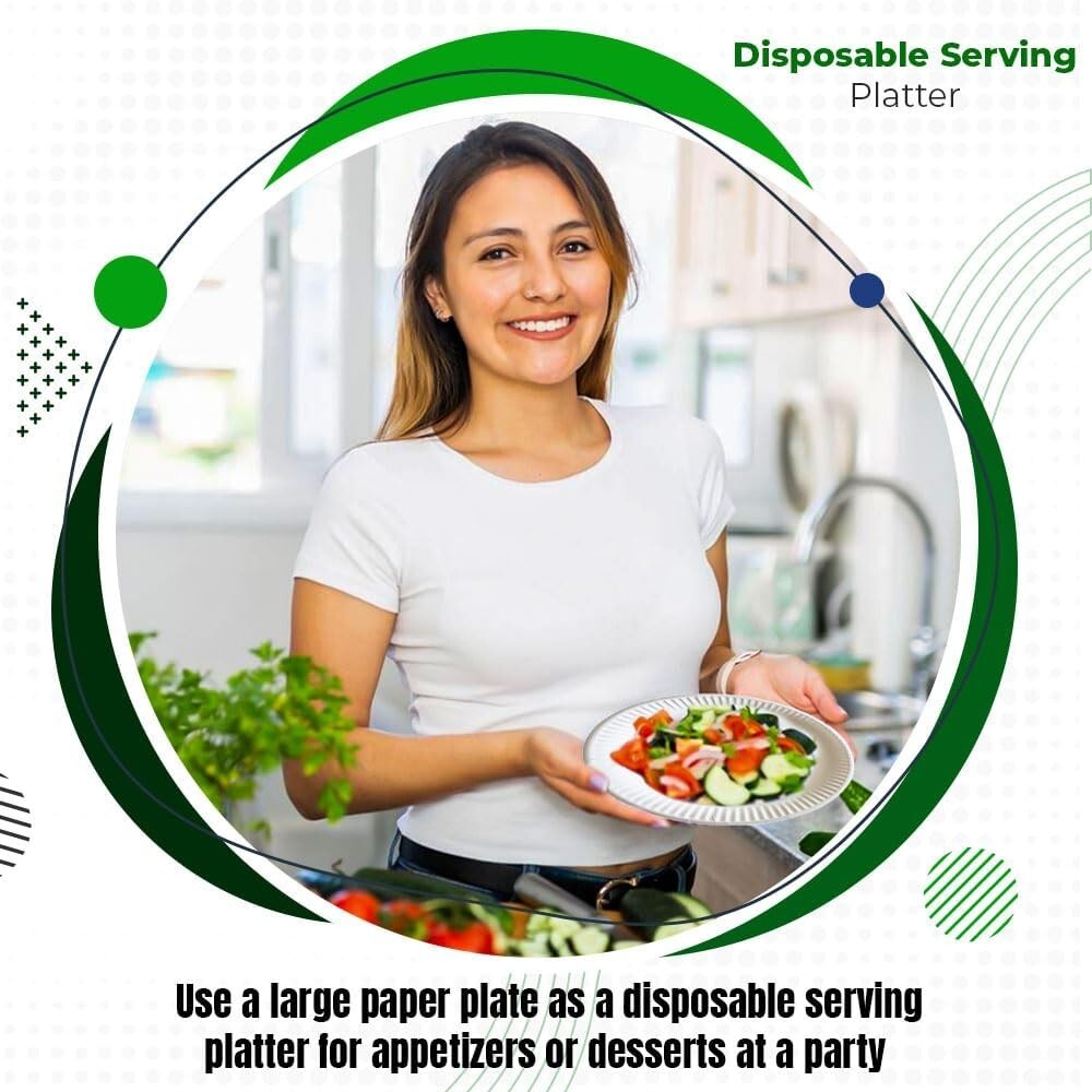 100 x White Paper Plates 7" (18cm) Disposable Dishes for Catering Supply Parties