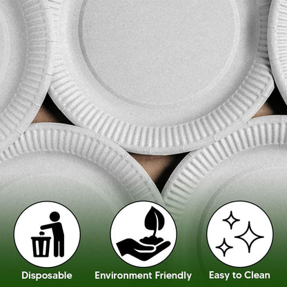 100 x White Paper Plates 7" (18cm) Disposable Dishes for Catering Supply Parties