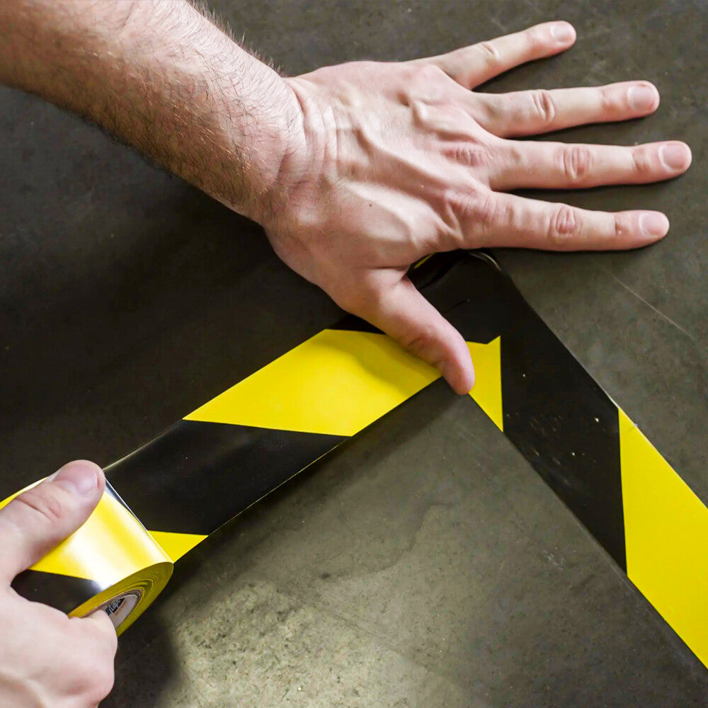 Reflective Hazard Warning Tape 48mm x 33m Black & Yellow Caution Barrier Tape