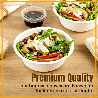 250 x Bagasse Party Bowls 6oz & 12oz White Sugarcane Fiber Biodegradable Bowls