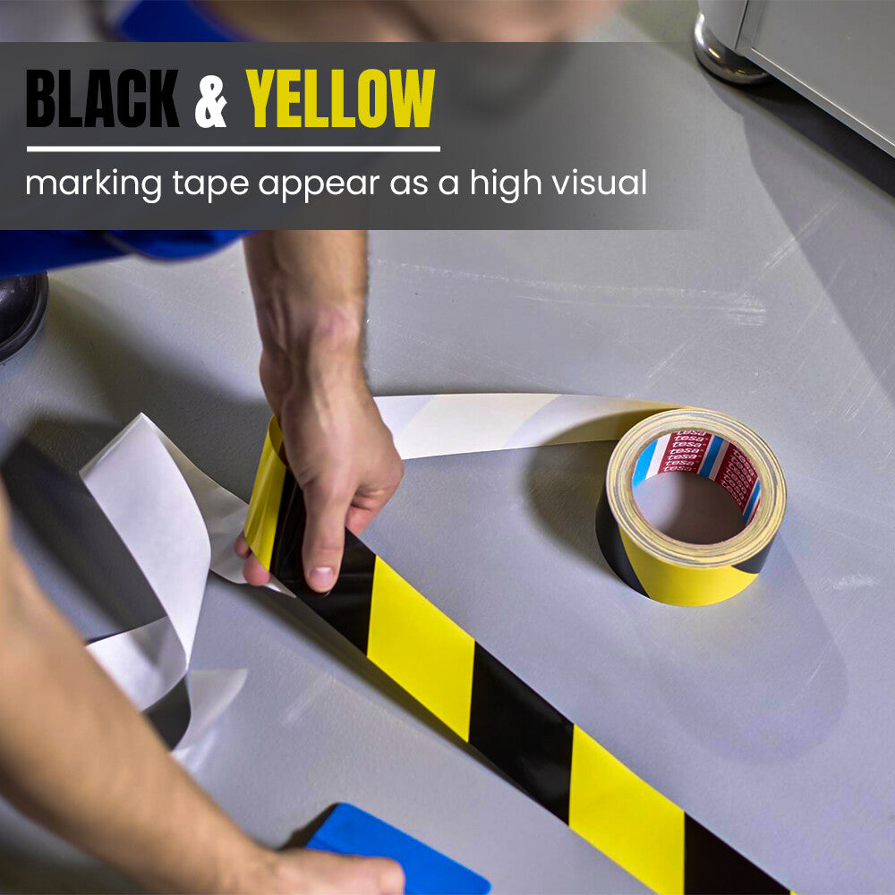 Reflective Hazard Warning Tape 48mm x 33m Black & Yellow Caution Barrier Tape