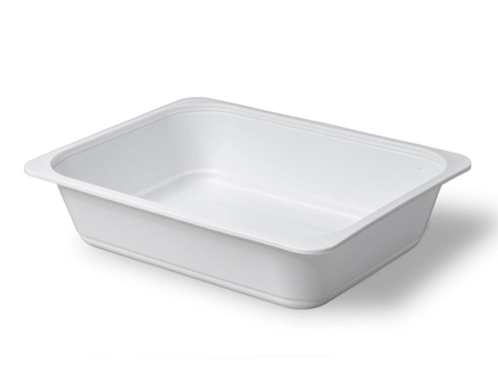 100 x Reusable Plastic Food Serving Tray 7" x 9" White Tray for Baking Freezing