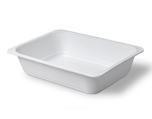 100 x Reusable Plastic Food Serving Tray 7" x 9" White Tray for Baking Freezing
