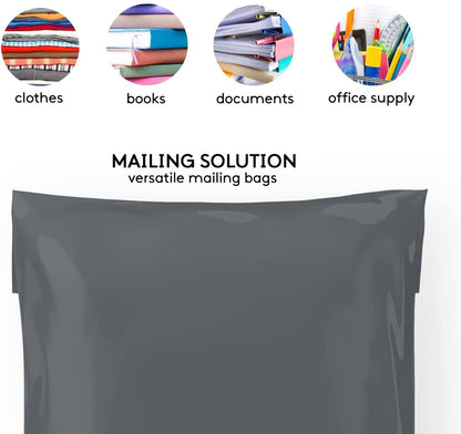 100 x Grey Mixed Size Mailing Bags 6 x 9, 9 x 12, 12 x 16, 14 x 21  (25pcs Each)