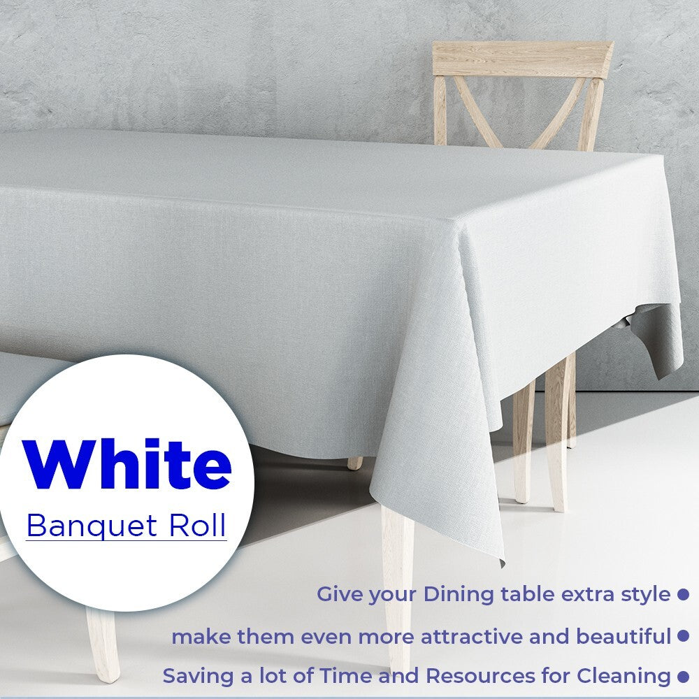 Paper Banquet Roll 8m x 1.14m White Protective Disposable Table Clothes Roll